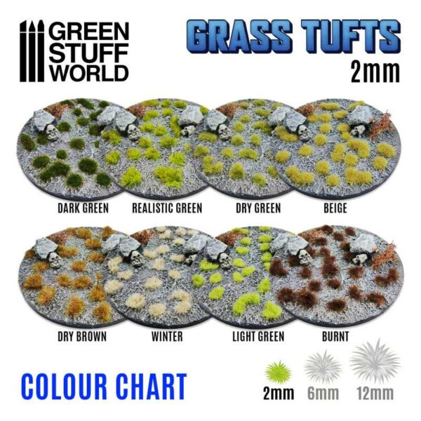 Green Stuff World Grass TUFTS - 2mm self-adhesive - DARK GREEN 2338