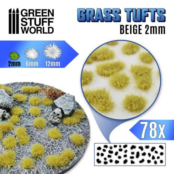 Green Stuff World Grass TUFTS - 2mm self-adhesive - BEIGE 2339