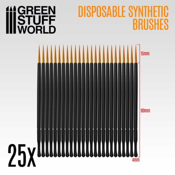 Green Stuff World 25x Disposable Synthetic Brushes 2419