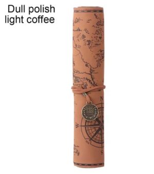 Penseelhouder Etui Leer Retro Schatkaart Light Coffee