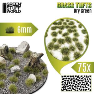 Green Stuff World Grass TUFTS - 6mm self-adhesive - DRY GREEN 10670