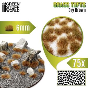 Green Stuff World Grass TUFTS - 6mm self-adhesive - DRY BROWN 10672