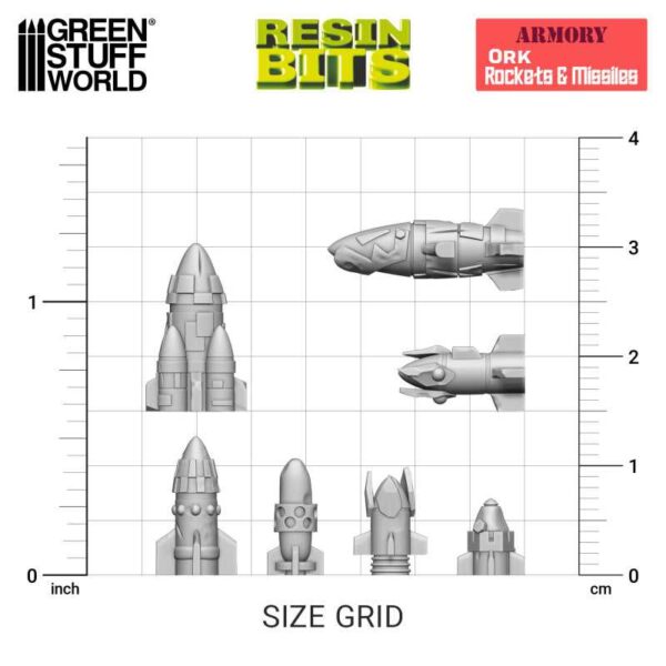Green Stuff World 3D printed set: Ork Rockets and Missiles 48x 12647