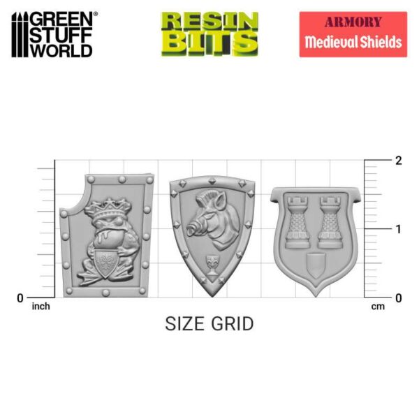 Green Stuff World 3D printed set - Old World Medieval Shields 12x 12789
