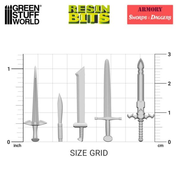 Green Stuff World 3D printed set - Swords & Daggers 30x 12791