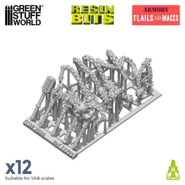 Green Stuff World 3D printed set - Flails and Maces 12x 12793