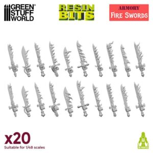 Green Stuff World 3D printed set - Fire Swords 20x 12888