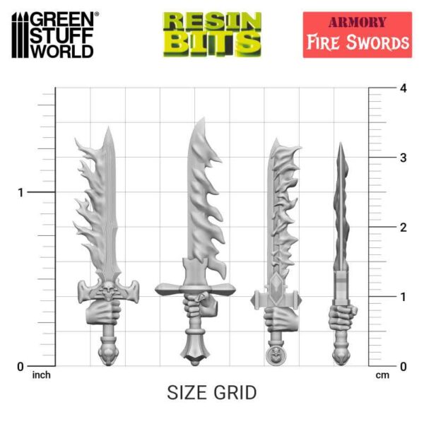 Green Stuff World 3D printed set - Fire Swords 20x 12888