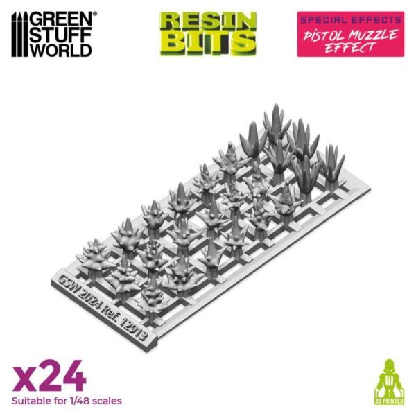 Green Stuff World 3D printed set - Pistol Muzzle Flash 24x 12913