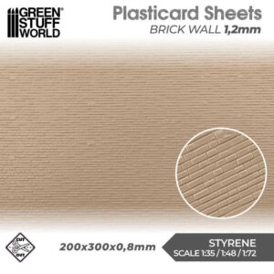 Green Stuff World Plasticard Bakstenen muren structuurplaat 1,2 mm 5057