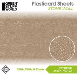 Green Stuff World Plasticard Getextureerde plaat met stenen muur 5059