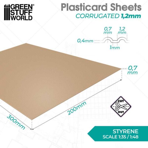 Green Stuff World Plasticard Textured Sheet - Corrugated Gegolfde structuurplaat 5065