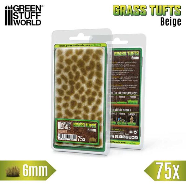Green Stuff World Grass TUFTS - 6mm self-adhesive - BEIGE 10671