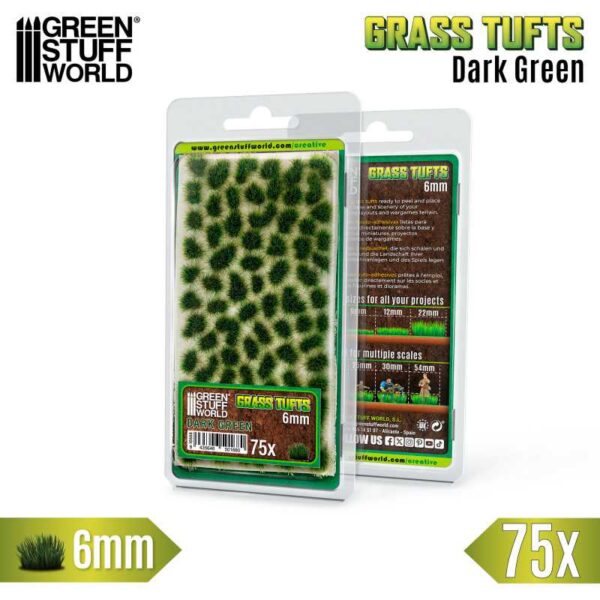 Green Stuff World Grass TUFTS - 6mm self-adhesive XXL - DARK GREEN 10668