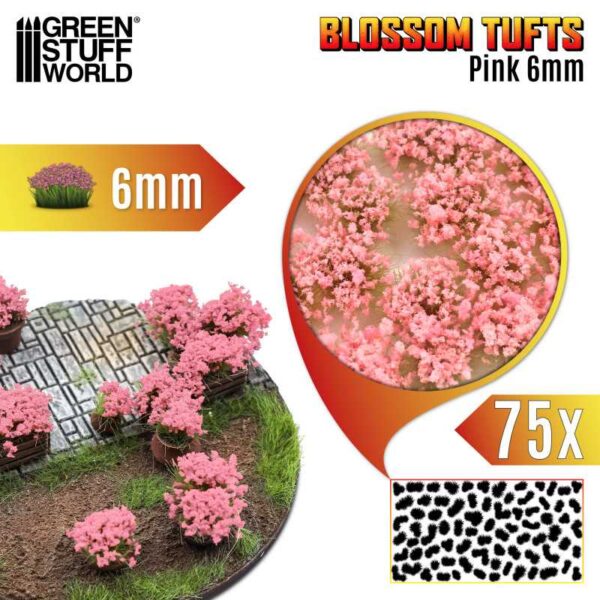 Green Stuff World Blossom Tufts - 6mm - 75x - Pink Flowers 13006