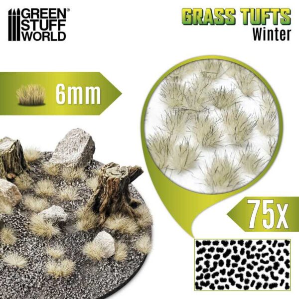 GSW Grass TUFTS - 6mm self-adhesive 75x - Winter White 10673