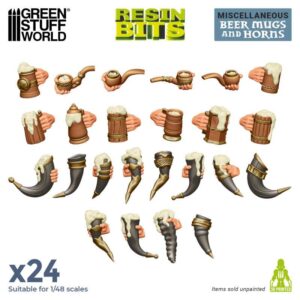 GSW 3D printed set - Beer Mugs and Horns 24x 12970