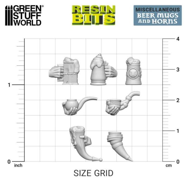 GSW 3D printed set - Beer Mugs and Horns 24x 12970