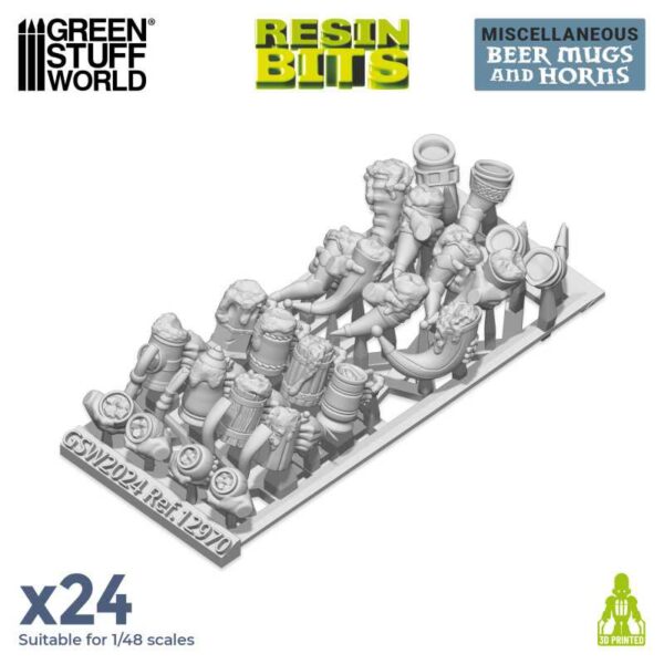 GSW 3D printed set - Beer Mugs and Horns 24x 12970