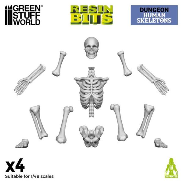 GSW 3D printed set - Human Skeletons 1:48 4x 12998