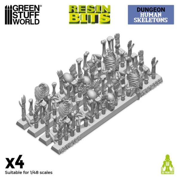 GSW 3D printed set - Human Skeletons 1:48 4x 12998