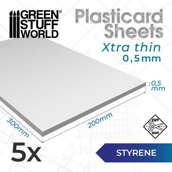 GSW Styrene sheets 0.5 mm Pack x5 13223