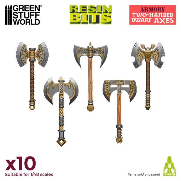 GSW 3D printed set - Two Handed Dwarf Axes X10 13301