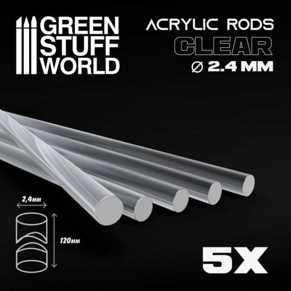 GSW Acrylic Rods - Round 2.4 mm CLEAR 5X 9256