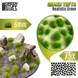 GSW Static Grass Tufts 6 mm - 75x - Realistic Green 10669