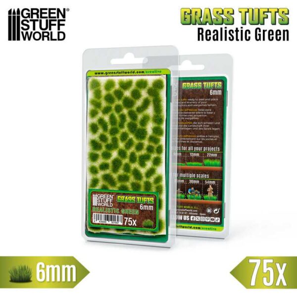 GSW Static Grass Tufts 6 mm - 75x - Realistic Green 10669