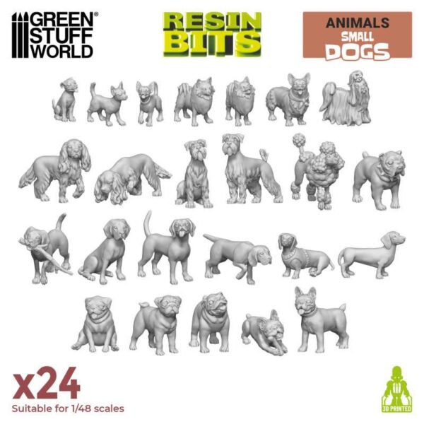 Green Stuff World 3D printed set - Small Dogs 12303