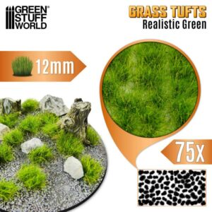 GSW Static Grass Tufts 12 mm - 75x - Realisitic Green 12939