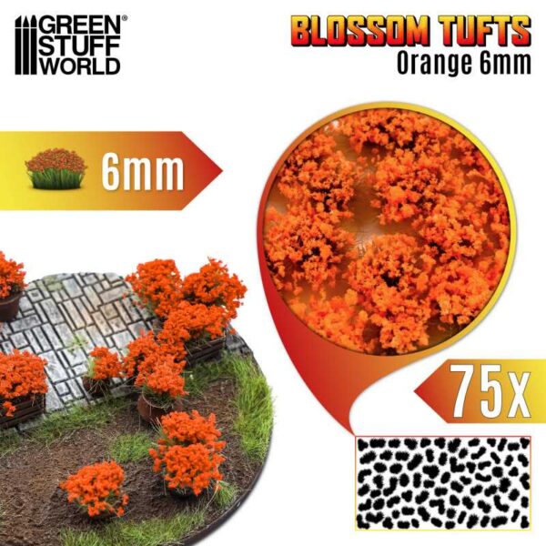 GSW Blossom Tufts - 6mm - 75x - Orange Flowers 13003