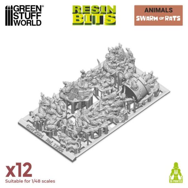 Green Stuff World 3D printed set - Swarm of Rats 13306