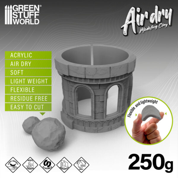 Green Stuff World Air Dry Foam Clay 250gr. - Grey 5395