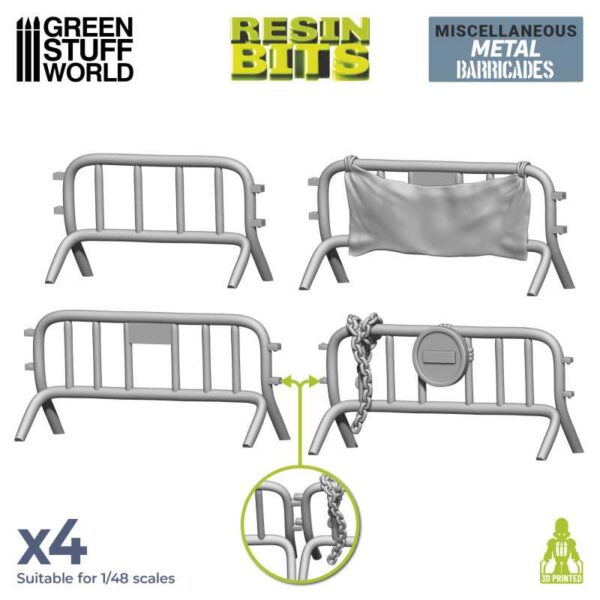 Green Stuff World 3D printed set - Metal Barricades 12416