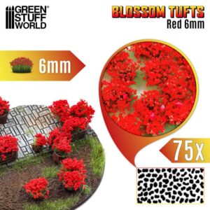 GSW Blossom TUFTS - 6mm self-adhesive 75x- RED Flowers 13002