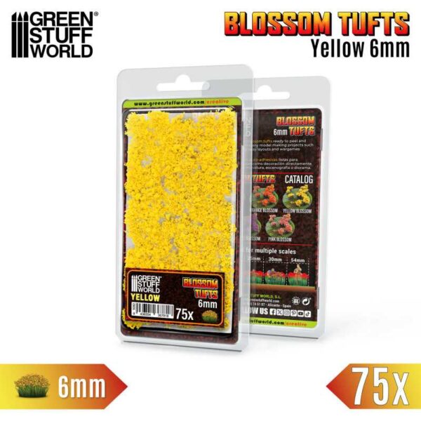 GSW Blossom TUFTS - 6mm self-adhesive 75x- Yellow Flowers 13004