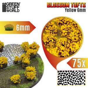 GSW Blossom TUFTS - 6mm self-adhesive 75x- Yellow Flowers 13004