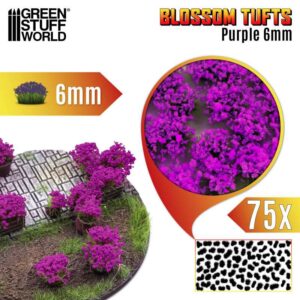 GSW Blossom TUFTS - 6mm self-adhesive 75x- Purple Flowers 13005