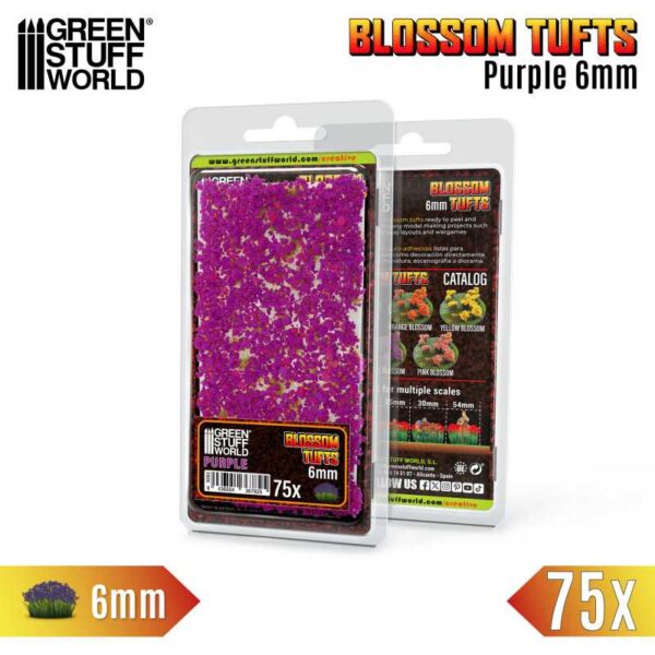 GSW Blossom TUFTS - 6mm self-adhesive 75x- Purple Flowers 13005